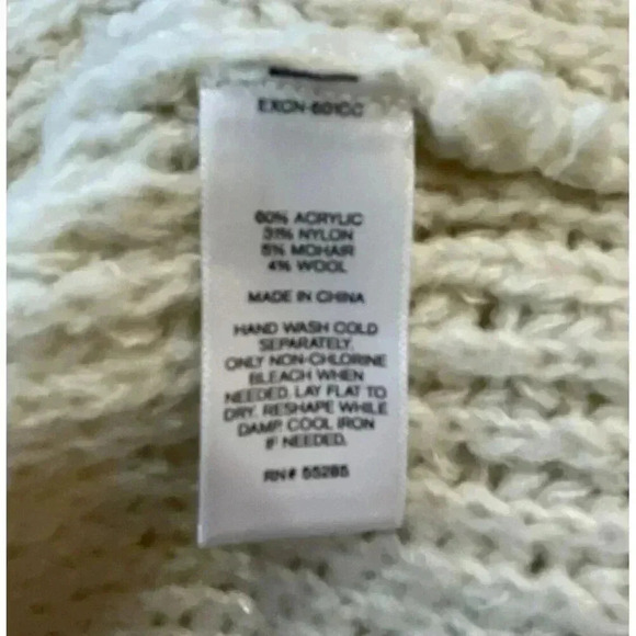 Express Cardigan Open Front Sweater Cream Wool Chunky Knit Looped Knit Size XS - Picture 3 of 5